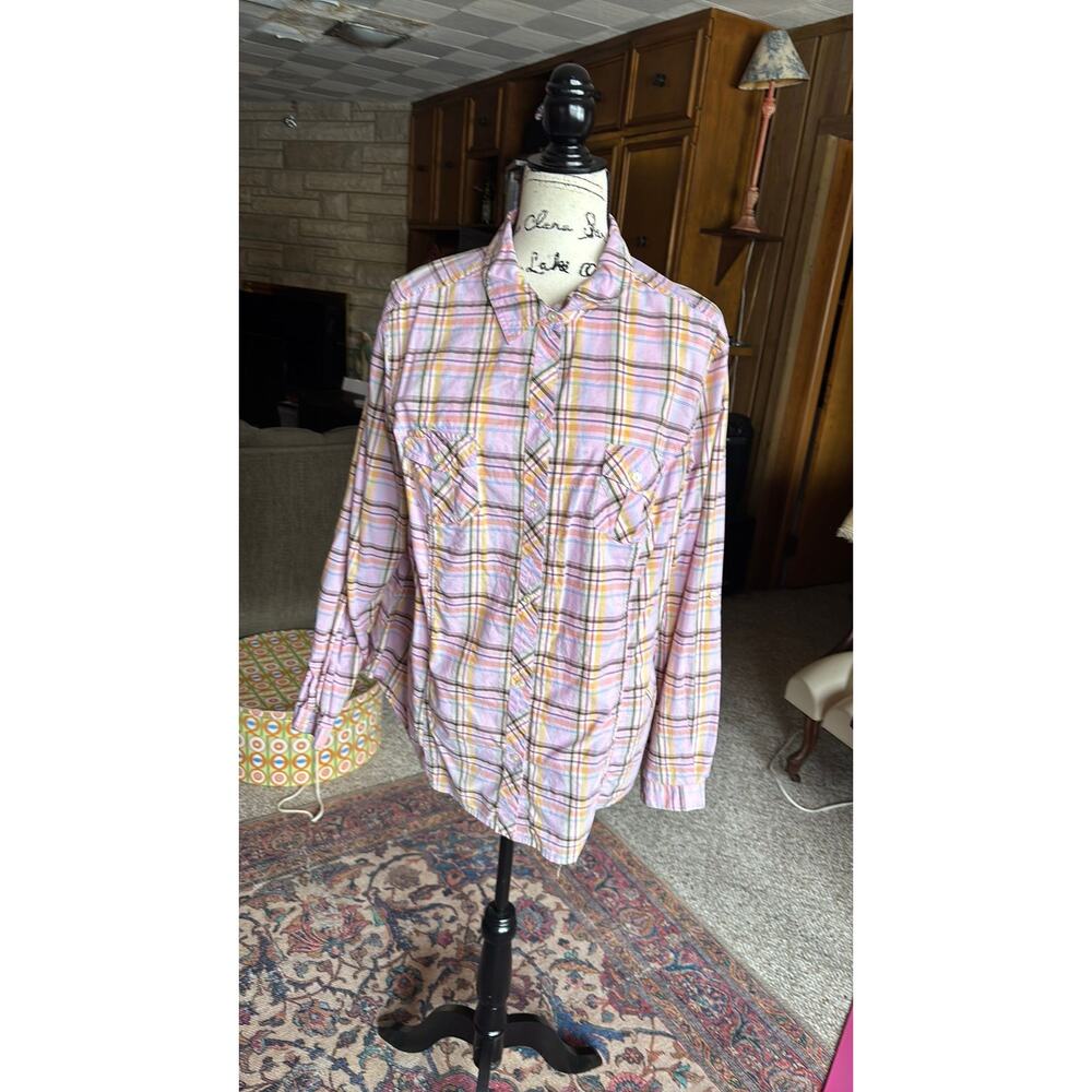 Y2K old navy pink plaid blouse